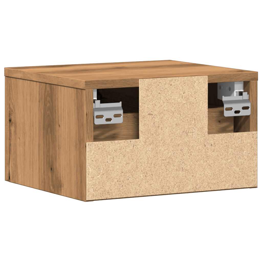 Comodino a Muro Rovere Artigianale 34x30x20 cm