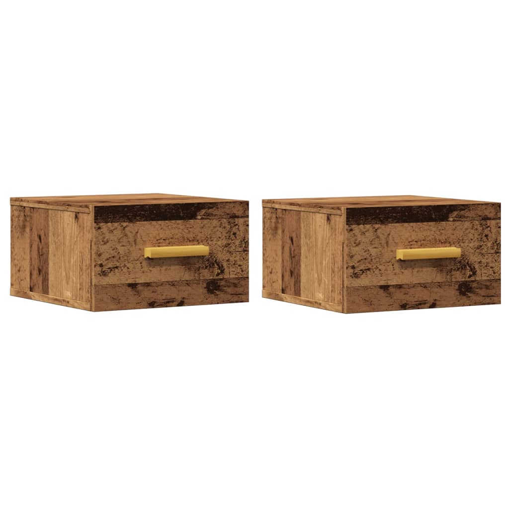 Comodini a Muro 2 pz Legno Antico 35x35x20 cm - homemem39
