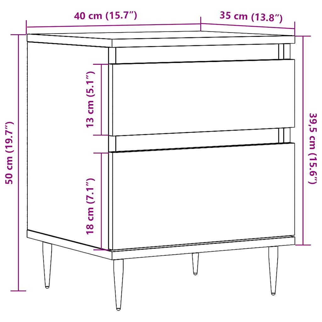 Comodini 2pz Legno Antico 40x35x50 cm in Legno Multistrato - homemem39