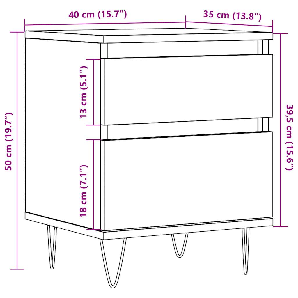 Comodini 2pz Legno Antico 40x35x50 cm in Legno Multistrato - homemem39
