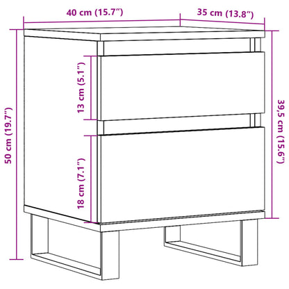 Comodino Rovere Artigianale 40x35x50 cm in Legno Multistrato