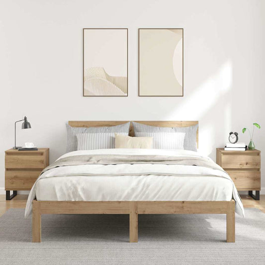 Comodini 2pz Rovere Artigianale 40x35x50 cm Legno Multistrato