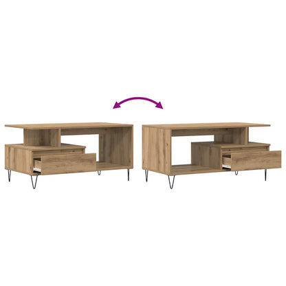 Tavolino Salotto Rovere Artigianale 90x49x45 cm Multistrato | homemem39