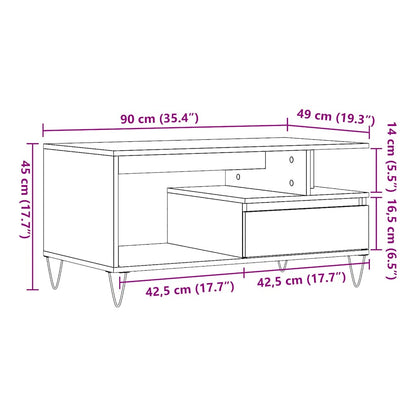Tavolino Salotto Rovere Artigianale 90x49x45 cm Multistrato | homemem39