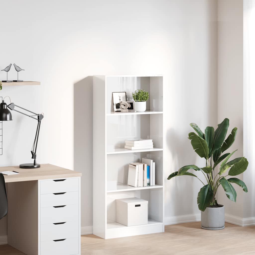 Libreria Bianco Lucido 60x24x143 cm in Legno Multistrato | homemem39