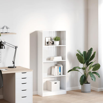 Libreria Bianco Lucido 60x24x143 cm in Legno Multistrato | homemem39