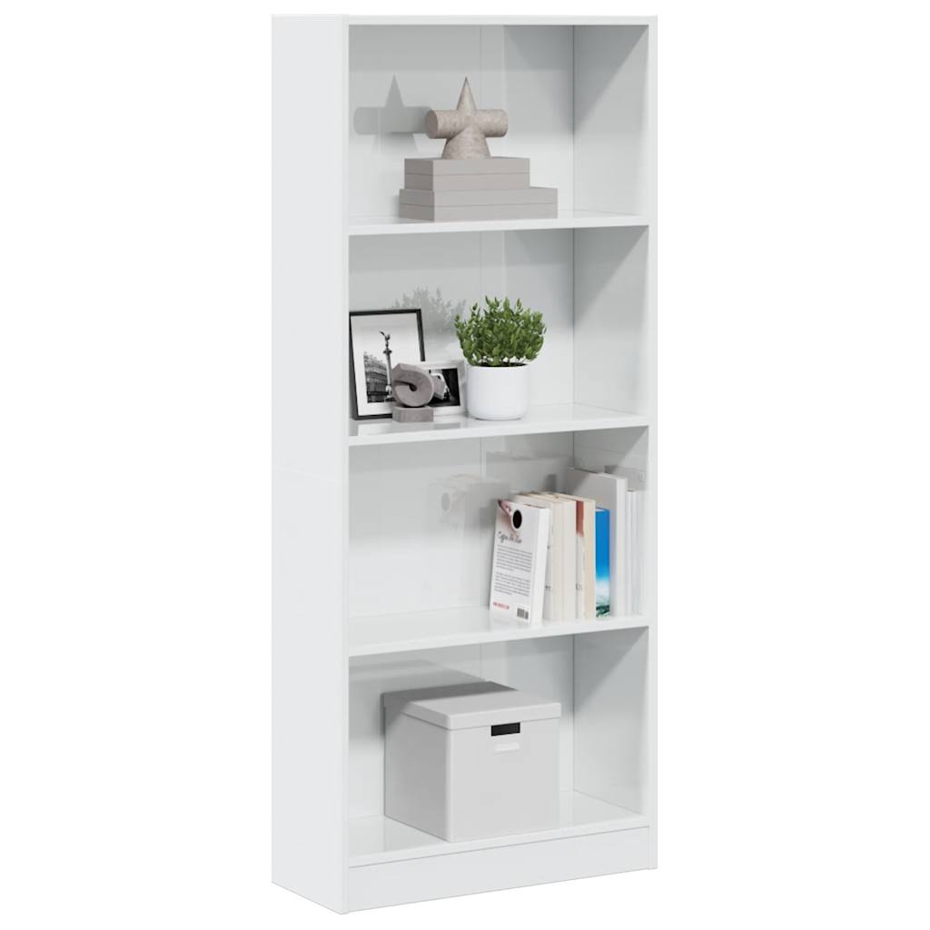 Libreria Bianco Lucido 60x24x143 cm in Legno Multistrato | homemem39