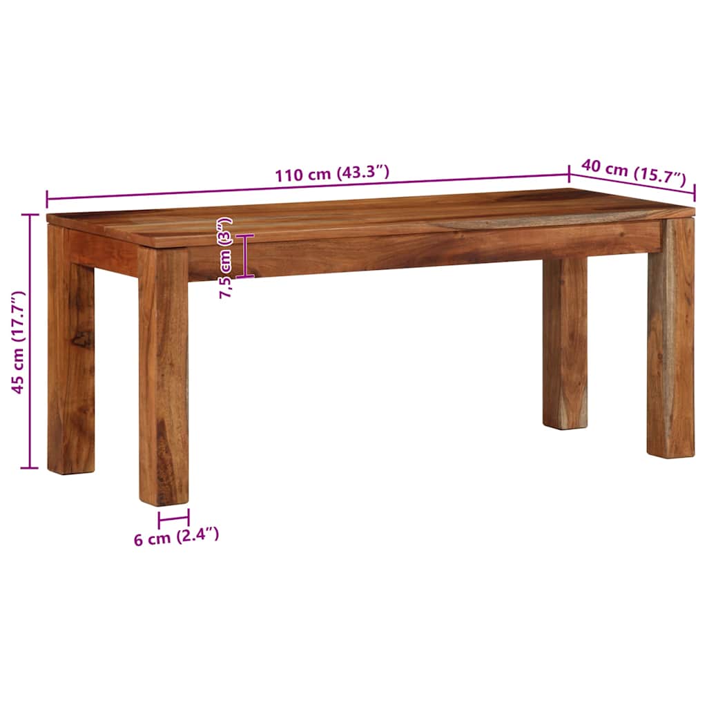 Panca 110 cm in Legno Massello di Acacia | homemem39