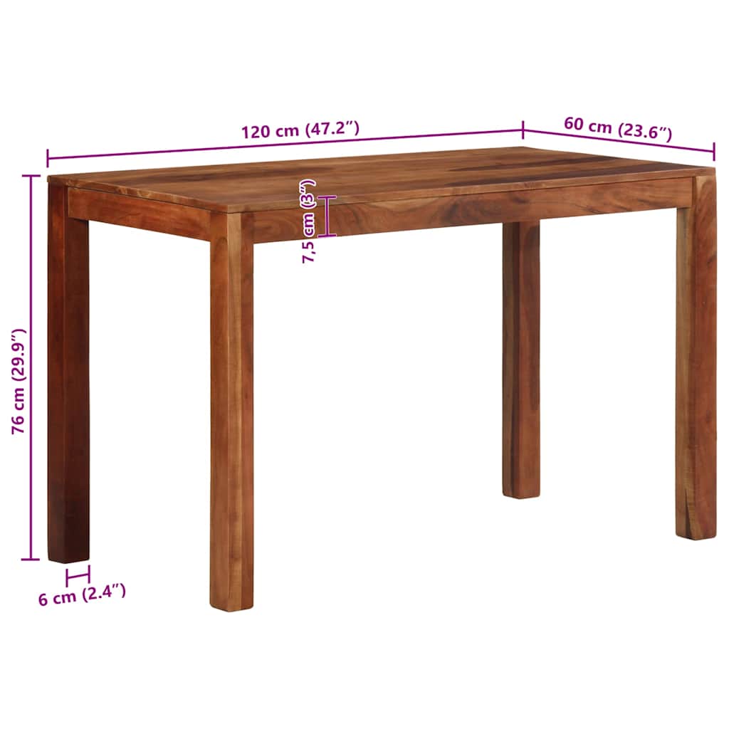 Tavolo da Pranzo 120x60x76 cm in Legno Massello di Acacia | homemem39