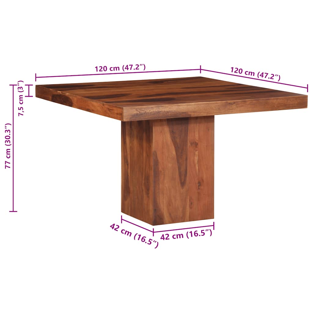 Tavolo da Pranzo 120x120x77 cm Legno Massello di Acacia | homemem39