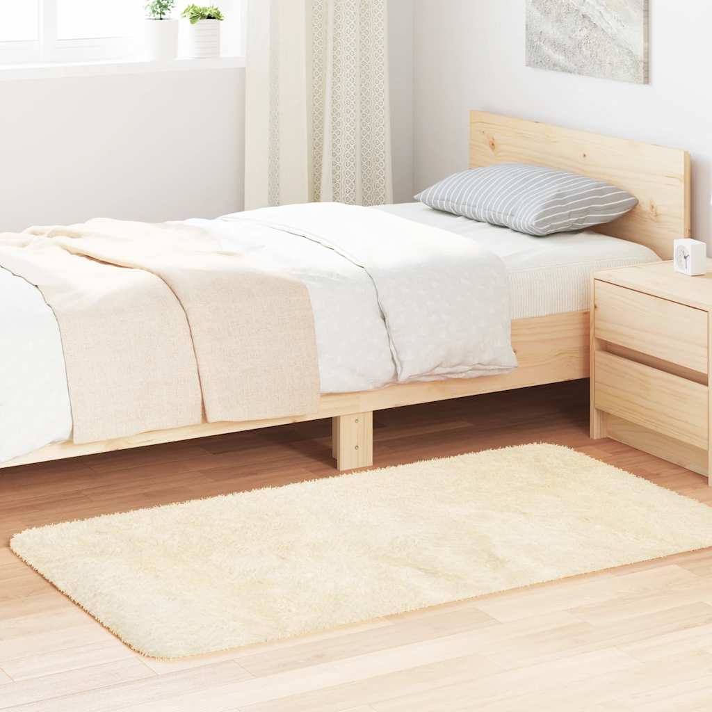 Tappeto Shaggy a Pelo Lungo NAVARRA Crema 80x150 cm poliestere