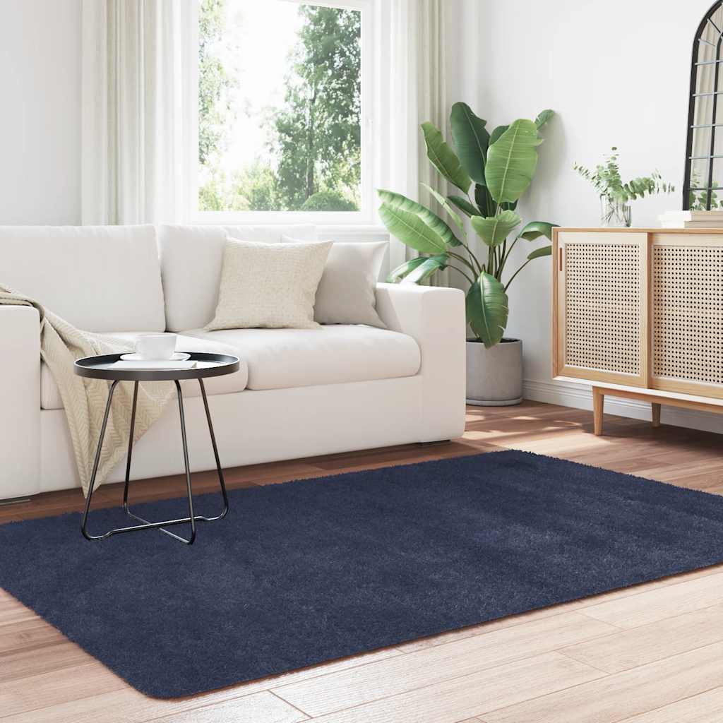 Tappeto Shaggy a Pelo Lungo NAVARRA Blu Marino 130x200 cm | homemem39