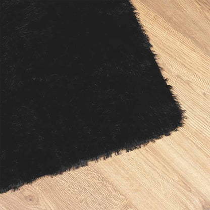 Tappeto Shaggy a Pelo Lungo NAVARRA Nero 120x120 cm poliestere