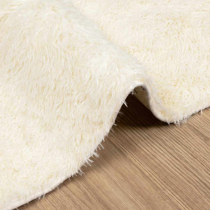 Tappeto Shaggy a Pelo Lungo NAVARRA Crema 120x120 cm poliestere - homemem39