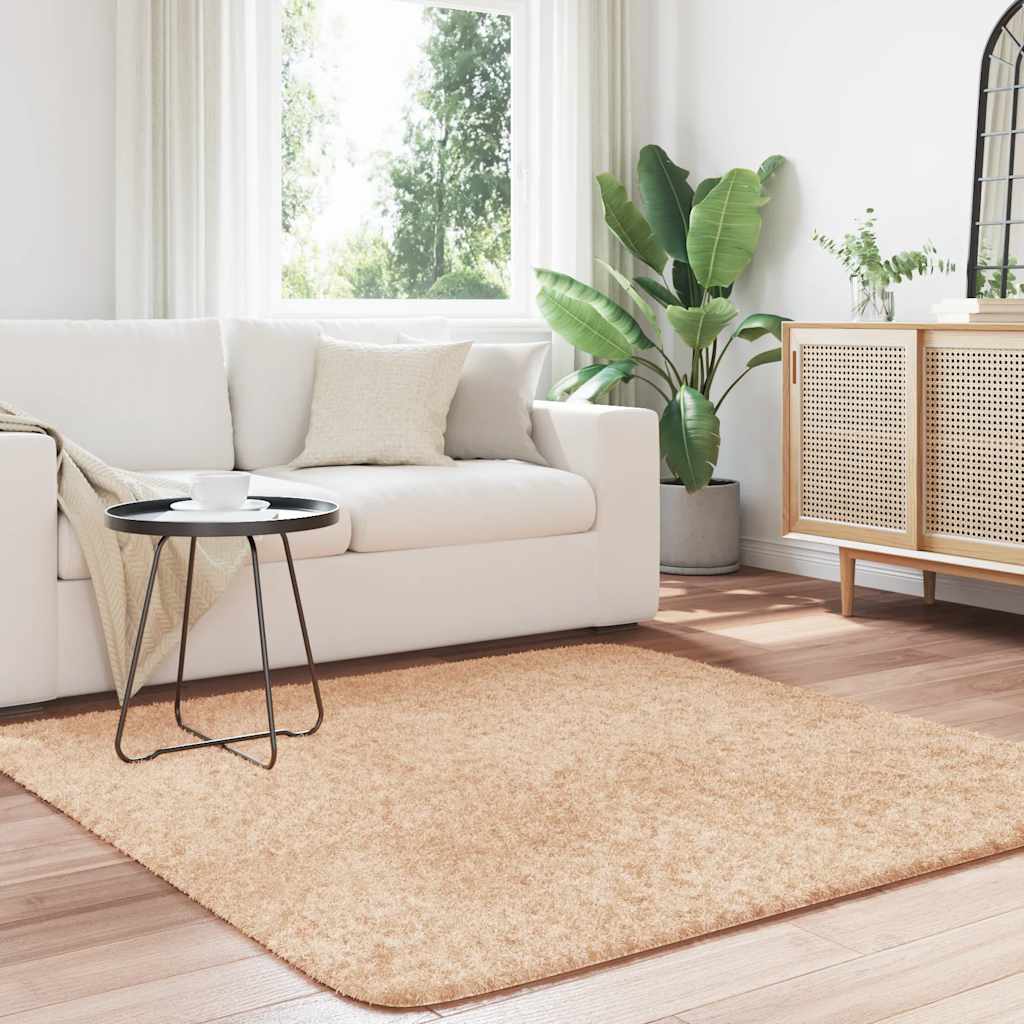 Tappeto Shaggy a Pelo Lungo NAVARRA Beige 160x160 cm poliestere - homemem39