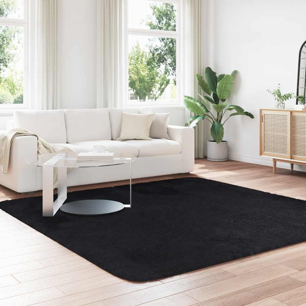 Tappeto Shaggy a Pelo Lungo NAVARRA Nero 240x240 cm poliestere - homemem39