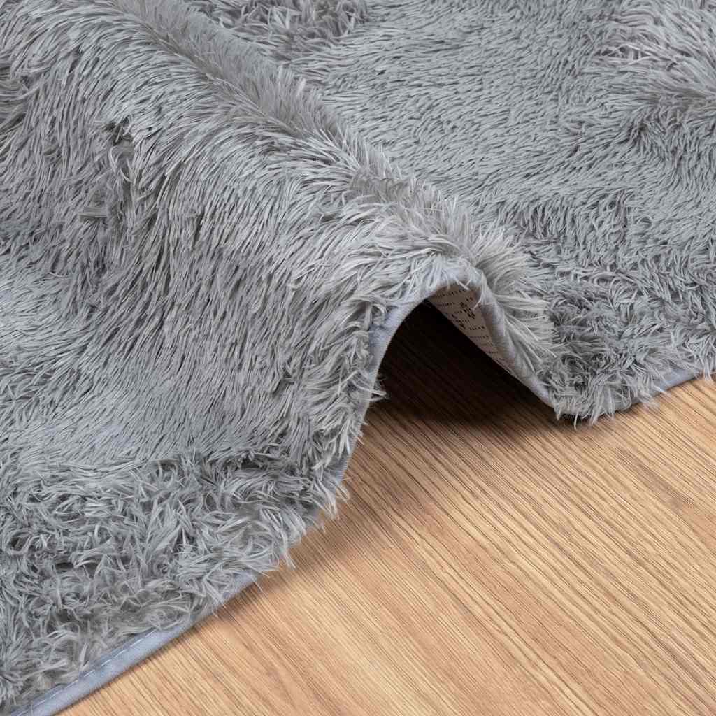 Tappeto Shaggy a Pelo Lungo NAVARRA Grigio Chiaro 240x240 cm