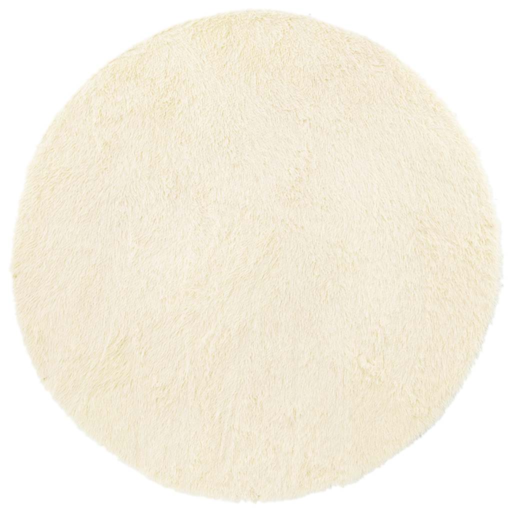 Tappeto Shaggy a Pelo Lungo NAVARRA Crema 120x120 cm poliestere - homemem39