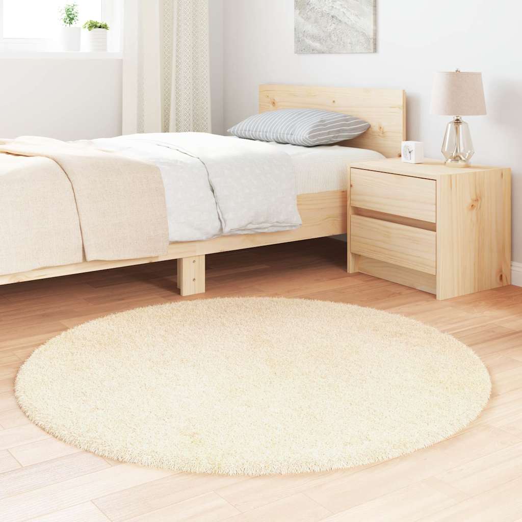 Tappeto Shaggy a Pelo Lungo NAVARRA Crema 120x120 cm poliestere - homemem39