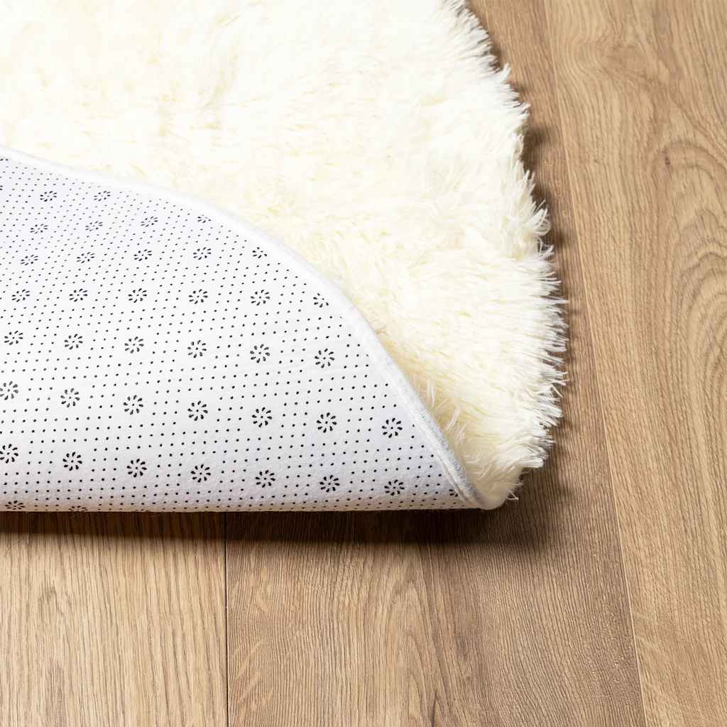 Tappeto Shaggy a Pelo Lungo NAVARRA Crema 120x120 cm poliestere - homemem39