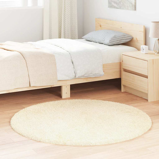 Tappeto Shaggy a Pelo Lungo NAVARRA Crema 120x120 cm poliestere - homemem39