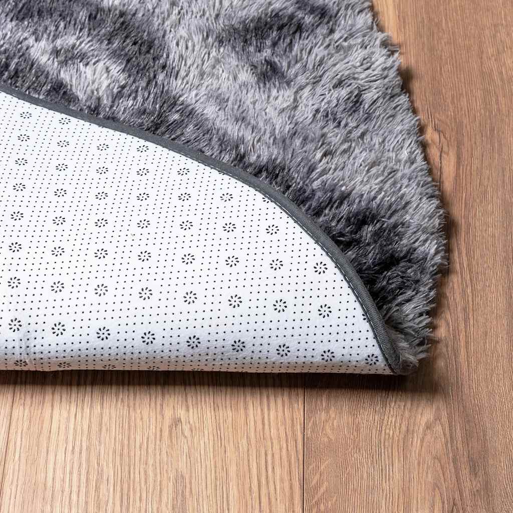 Tappeto Shaggy a Pelo Lungo NAVARRA Grigio Scuro 120x120 cm