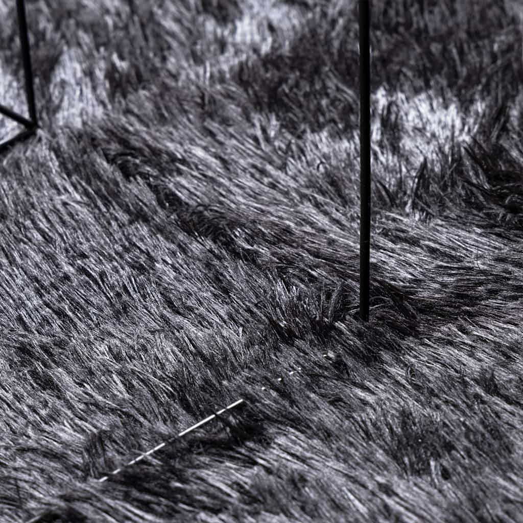 Tappeto Shaggy a Pelo Lungo NAVARRA Grigio Scuro 200x200 cm