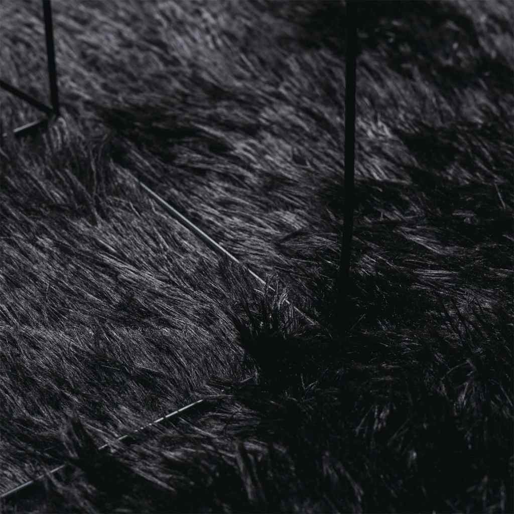 Tappeto Shaggy a Pelo Lungo NAVARRA Nero 240x240 cm poliestere