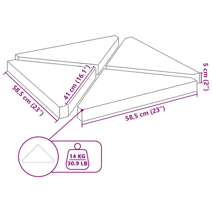 Piastre per Parasole 4 pz in Granito Triangolare 14 kg Nero