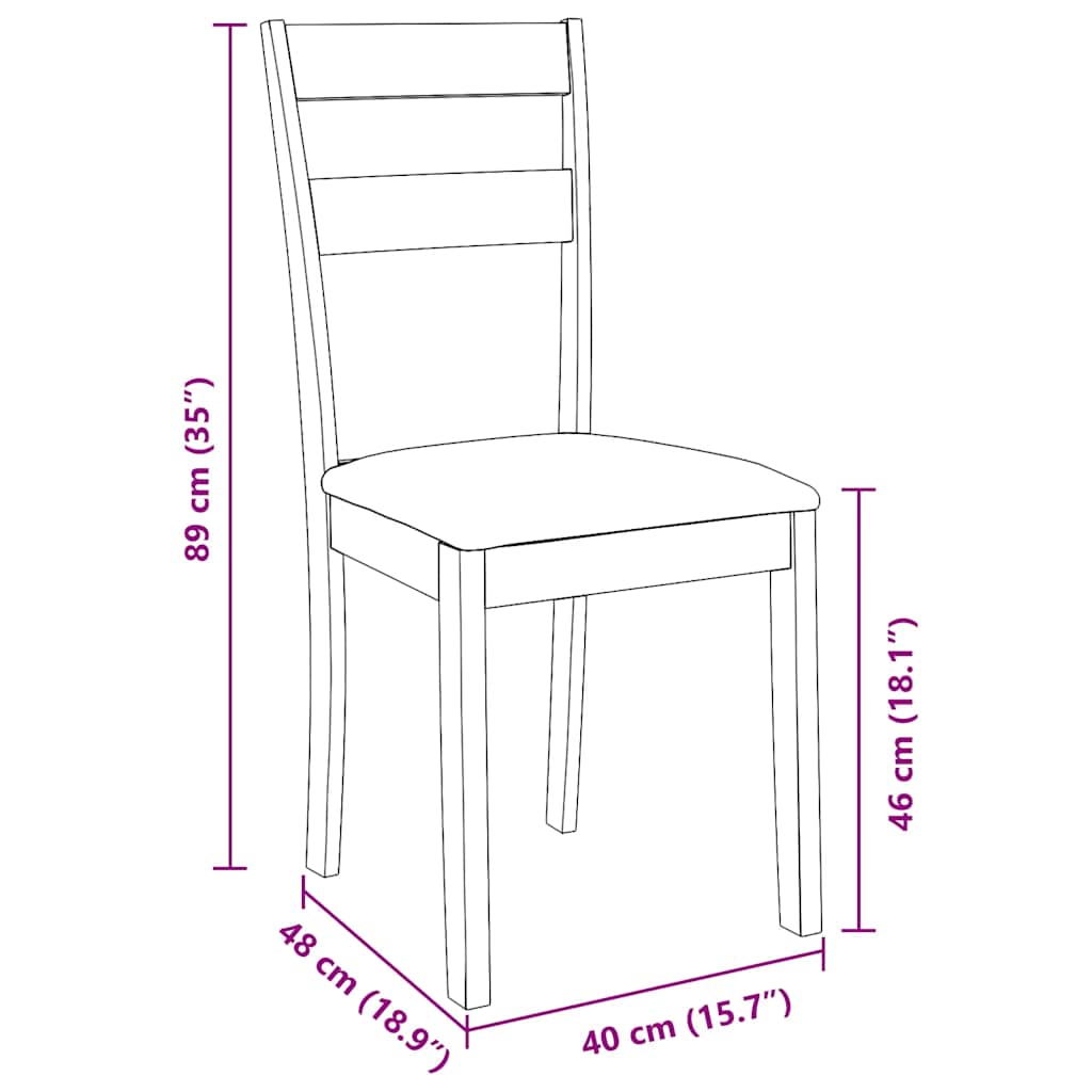 Sedie da Pranzo con Cuscini 2pz Marrone Legno Massello di Hevea | homemem39