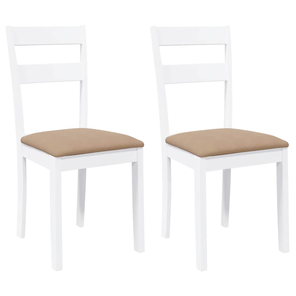 Sedie da Pranzo con Cuscini 2 pz Bianco Legno Massello di Hevea | homemem39