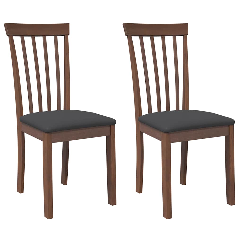 Sedie da Pranzo con Cuscini 2pz Marrone Legno Massello di Hevea | homemem39