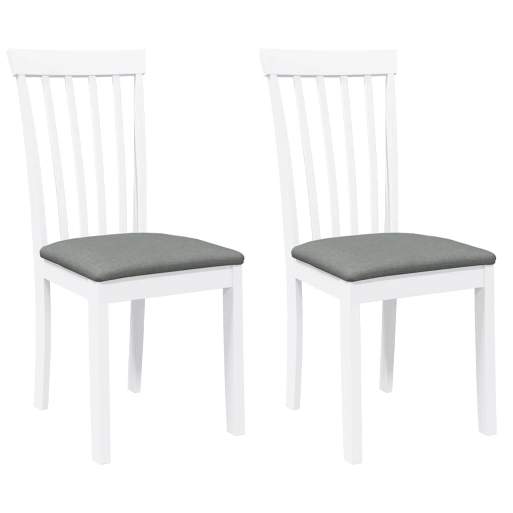 Sedie da Pranzo con Cuscini 2 pz Bianco Legno Massello di Hevea | homemem39