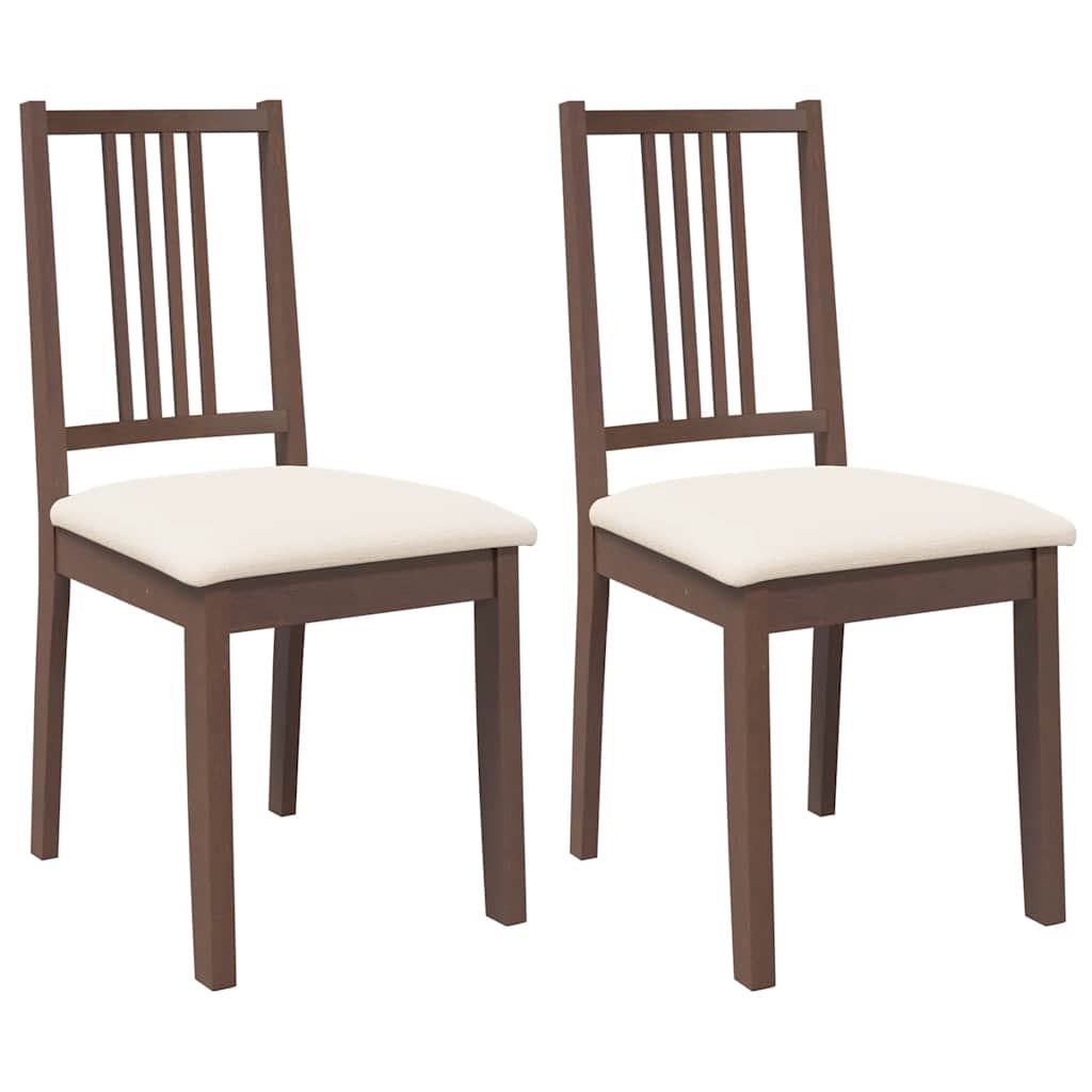 Sedie da Pranzo con Cuscini 2pz Marrone Legno Massello di Hevea | homemem39