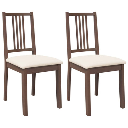 Sedie da Pranzo con Cuscini 2pz Marrone Legno Massello di Hevea | homemem39