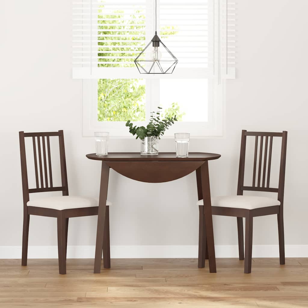 Sedie da Pranzo con Cuscini 2pz Marrone Legno Massello di Hevea | homemem39