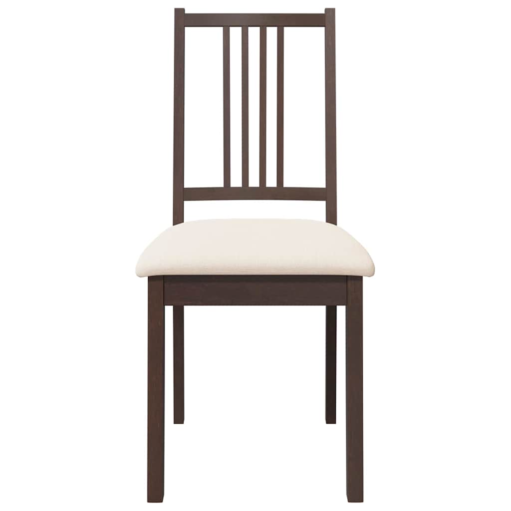 Sedie da Pranzo con Cuscini 2pz Marrone Legno Massello di Hevea | homemem39
