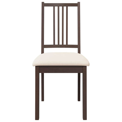 Sedie da Pranzo con Cuscini 2pz Marrone Legno Massello di Hevea | homemem39