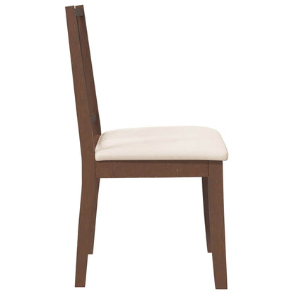 Sedie da Pranzo con Cuscini 2pz Marrone Legno Massello di Hevea | homemem39