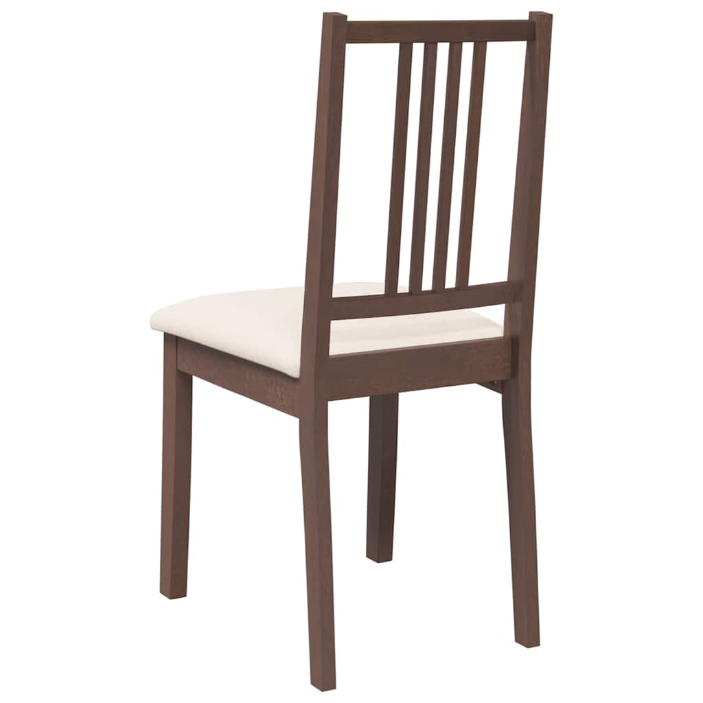 Sedie da Pranzo con Cuscini 2pz Marrone Legno Massello di Hevea | homemem39