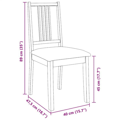 Sedie da Pranzo con Cuscini 2pz Marrone Legno Massello di Hevea | homemem39