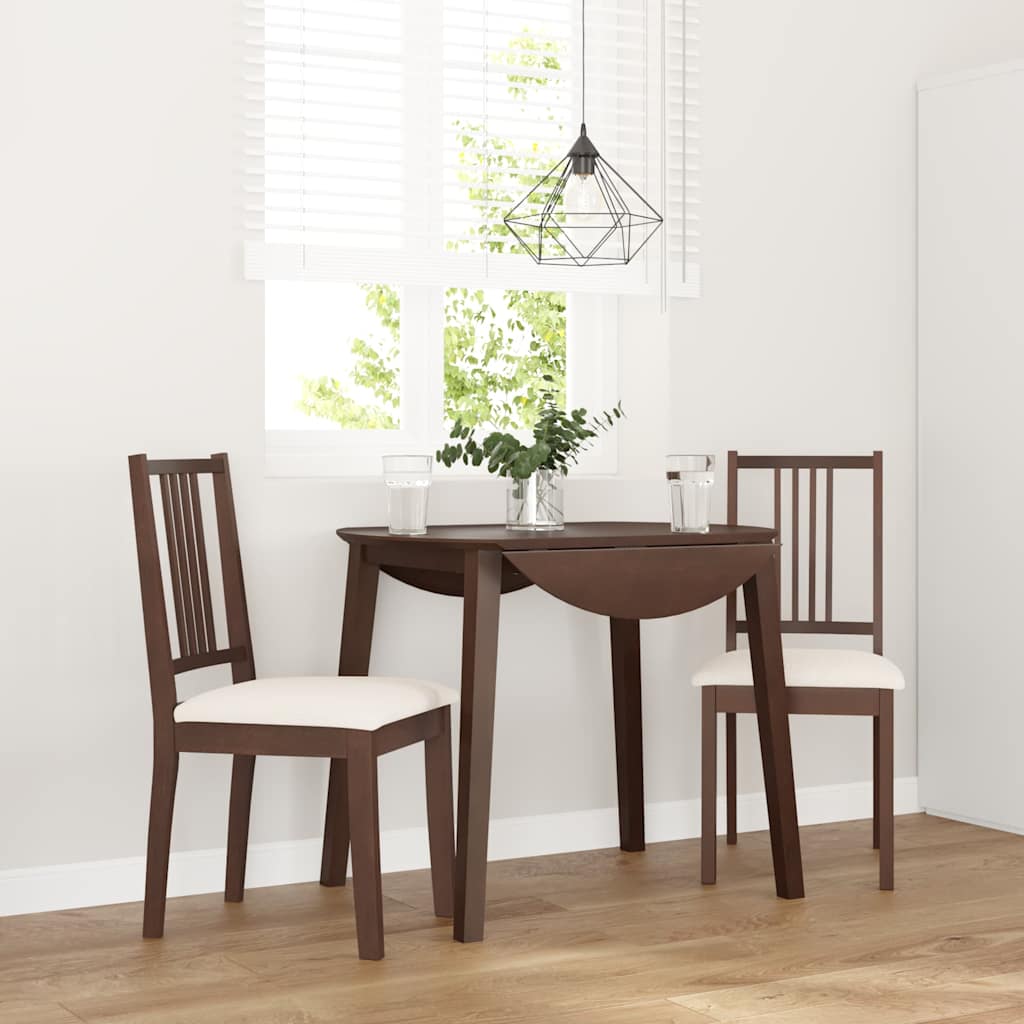 Sedie da Pranzo con Cuscini 2pz Marrone Legno Massello di Hevea | homemem39