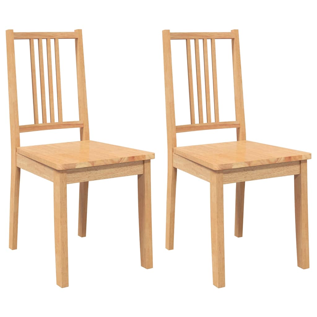 Sedie da Pranzo 2 pz Naturale in Legno Massello di Hevea | homemem39