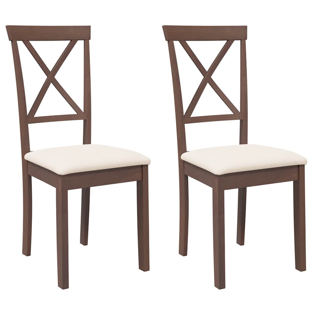 Sedie da Pranzo con Cuscini 2pz Marrone Legno Massello di Hevea | homemem39