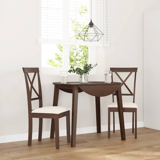 Sedie da Pranzo con Cuscini 2pz Marrone Legno Massello di Hevea | homemem39