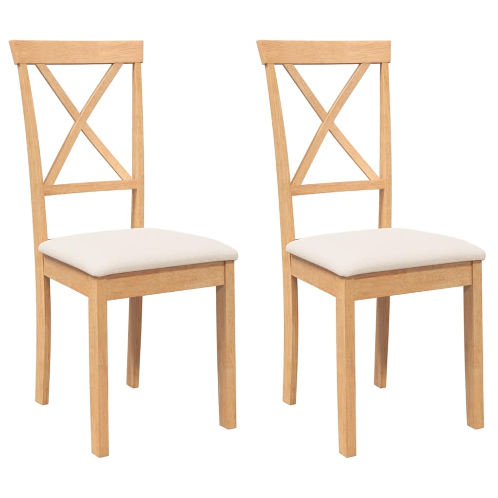 Sedie da Pranzo con Cuscini 2 pz in Legno Massello di Hevea | homemem39