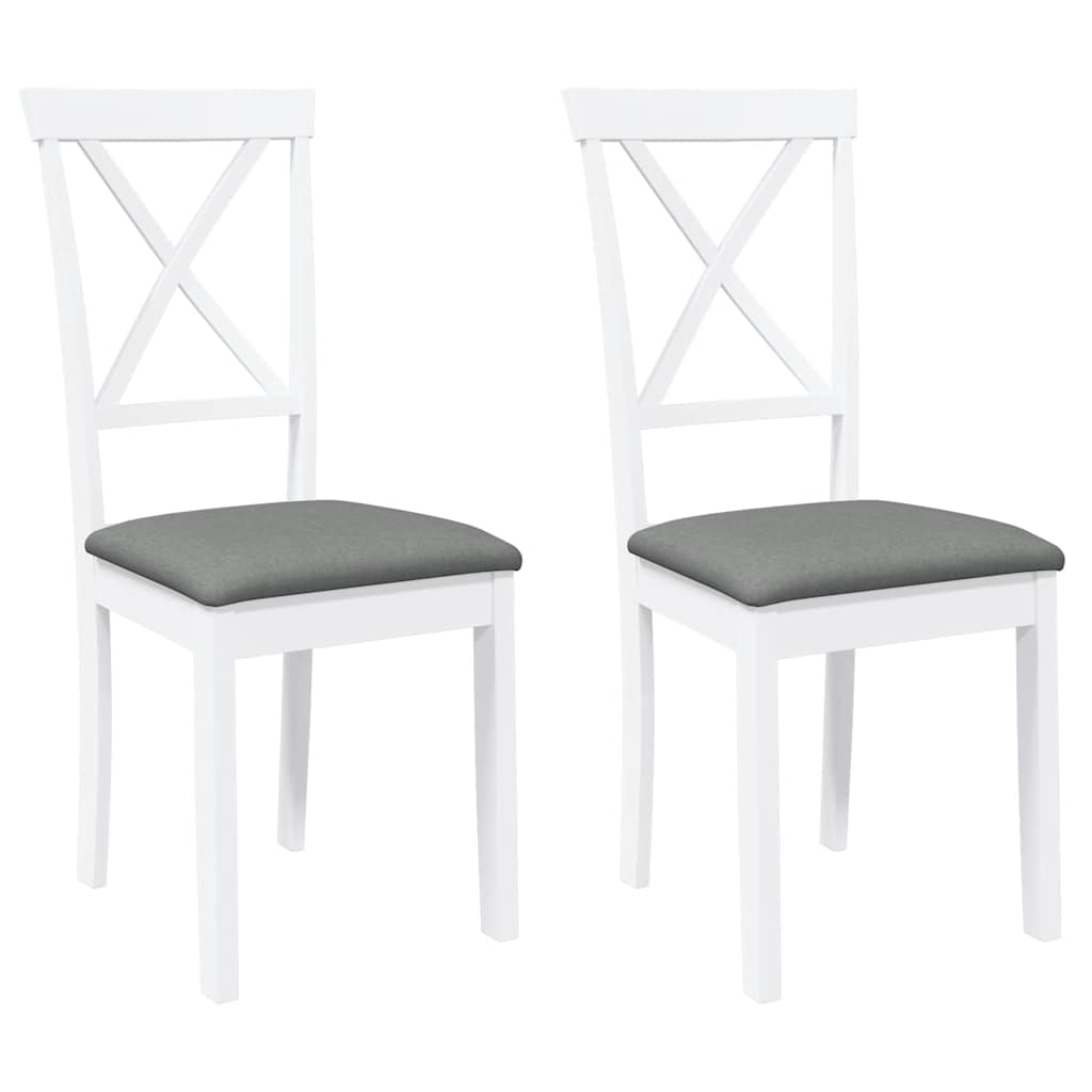 Sedie da Pranzo con Cuscini 2 pz Bianco Legno Massello di Hevea | homemem39