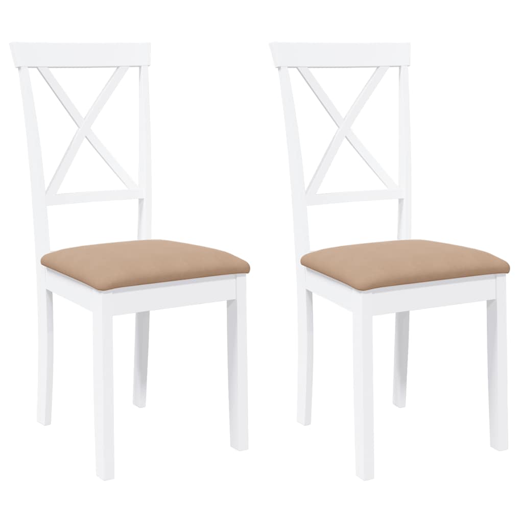Sedie da Pranzo con Cuscini 2 pz Bianco Legno Massello di Hevea | homemem39