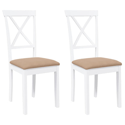Sedie da Pranzo con Cuscini 2 pz Bianco Legno Massello di Hevea | homemem39