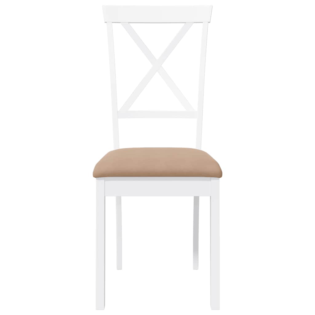 Sedie da Pranzo con Cuscini 2 pz Bianco Legno Massello di Hevea | homemem39